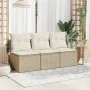 3-Sitzer-Gartensofa mit beigen Polstern aus synthetischem Rattan von , Outdoor-Sofas - Ref: Foro24-366077, Preis: 177,51 €, R...