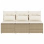 Sofá de jardín de 3 plazas con cojines ratán sintético beige by , Outdoor sofas - Ref: Foro24-366077, Price: 169,30 €, Discou...