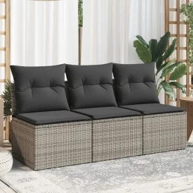 Sofá de jardín de 3 plazas con cojines ratán sintético gris by , Outdoor sofas - Ref: Foro24-366139, Price: 164,04 €, Discoun...