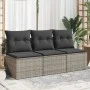 Sofá de jardín de 3 plazas con cojines ratán sintético gris de , Sofás de exterior - Ref: Foro24-366139, Precio: 164,04 €, De...