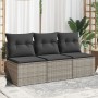 Sofá de jardín de 3 plazas con cojines ratán sintético gris by , Outdoor sofas - Ref: Foro24-366139, Price: 153,66 €, Discoun...
