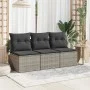 Sofá de jardín de 3 plazas con cojines ratán sintético gris de , Sofás de exterior - Ref: Foro24-366139, Precio: 164,04 €, De...