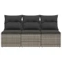 Sofá de jardín de 3 plazas con cojines ratán sintético gris de , Sofás de exterior - Ref: Foro24-366139, Precio: 164,04 €, De...