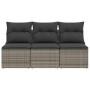 Sofá de jardín de 3 plazas con cojines ratán sintético gris by , Outdoor sofas - Ref: Foro24-366139, Price: 153,66 €, Discoun...