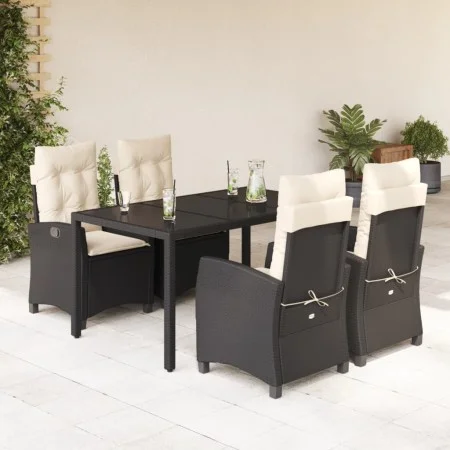 Set de muebles jardín 5 pzas con cojines ratán sintético negro by , Garden sets - Ref: Foro24-3212629, Price: 632,52 €, Disco...