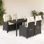 Set de muebles jardín 5 pzas con cojines ratán sintético negro by , Garden sets - Ref: Foro24-3212629, Price: 632,52 €, Disco...