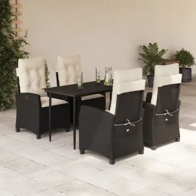 Set de muebles jardín 5 pzas con cojines ratán sintético negro by , Garden sets - Ref: Foro24-3212725, Price: 603,61 €, Disco...