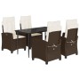 Set comedor de jardín 5 piezas y cojines ratán sintético marrón by , Garden sets - Ref: Foro24-3212765, Price: 615,12 €, Disc...