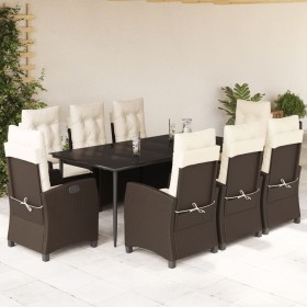 Garten-Essgruppe, 9-teilig, mit braunen Kunststoff-Rattan-Kissen. von , Gartensets - Ref: Foro24-3212771, Preis: 1,00 €, Raba...