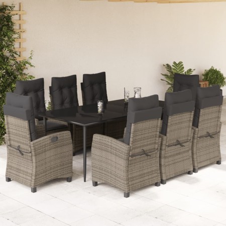 Set comedor jardín 9 pzas y cojines ratán sintético gris by , Garden sets - Ref: Foro24-3212790, Price: 1,00 €, Discount: %