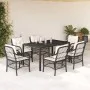 Set de comedor de jardín 7 pzas y cojines ratán sintético negro by , Garden sets - Ref: Foro24-3212021, Price: 754,57 €, Disc...