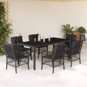 Garten-Essgruppe 7-teilig mit schwarzen Polstern aus synthetischem Rattan von , Gartensets - Ref: Foro24-3212028, Preis: 775,...