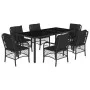 Set de comedor de jardín 7 pzas y cojines ratán sintético negro by , Garden sets - Ref: Foro24-3212028, Price: 775,04 €, Disc...