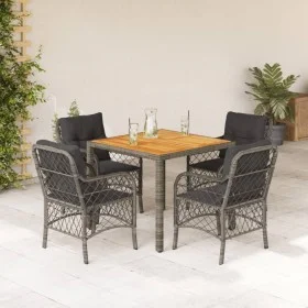 Set comedor de jardín 5 piezas con cojines ratán sintético gris by , Garden sets - Ref: Foro24-3212049, Price: 466,67 €, Disc...