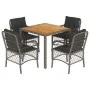 Garten-Essgruppe, 5-teilig, mit grauen Polstern aus synthetischem Rattan von , Gartensets - Ref: Foro24-3212049, Preis: 487,9...