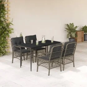 Set comedor de jardín 5 piezas con cojines ratán sintético gris by , Garden sets - Ref: Foro24-3212126, Price: 493,27 €, Disc...