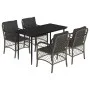 Set comedor de jardín 5 piezas con cojines ratán sintético gris by , Garden sets - Ref: Foro24-3212126, Price: 493,27 €, Disc...
