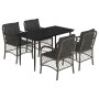 Set comedor de jardín 5 piezas con cojines ratán sintético gris by , Garden sets - Ref: Foro24-3212126, Price: 469,19 €, Disc...