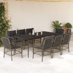 Garten-Essgruppe, 9-teilig, mit grauen Polstern aus synthetischem Rattan. von , Gartensets - Ref: Foro24-3212130, Preis: 1,00...