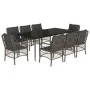 Set comedor jardín 9 pzas y cojines ratán sintético gris by , Garden sets - Ref: Foro24-3212130, Price: 1,00 €, Discount: %