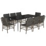 Set comedor jardín 9 pzas y cojines ratán sintético gris by , Garden sets - Ref: Foro24-3212130, Price: 1,00 €, Discount: %