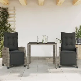 Set comedor de jardín 3 piezas con cojines ratán sintético gris by , Garden sets - Ref: Foro24-3212894, Price: 388,11 €, Disc...