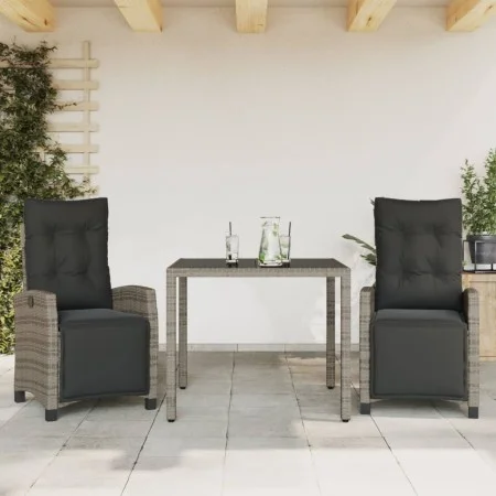 Garten-Essgruppe, 3-teilig, mit grauen Polstern aus synthetischem Rattan von , Gartensets - Ref: Foro24-3212894, Preis: 388,0...