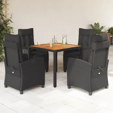 Set de muebles jardín 5 pzas con cojines ratán sintético negro by , Garden sets - Ref: Foro24-3212907, Price: 759,63 €, Disco...
