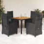 Set de muebles jardín 5 pzas con cojines ratán sintético negro by , Garden sets - Ref: Foro24-3212907, Price: 641,25 €, Disco...