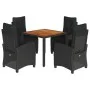 Set de muebles jardín 5 pzas con cojines ratán sintético negro by , Garden sets - Ref: Foro24-3212907, Price: 759,63 €, Disco...