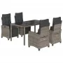 Set comedor de jardín 5 piezas con cojines ratán sintético gris de , Conjuntos de jardín - Ref: Foro24-3212896, Precio: 757,6...