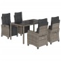 Set comedor de jardín 5 piezas con cojines ratán sintético gris by , Garden sets - Ref: Foro24-3212896, Price: 654,23 €, Disc...