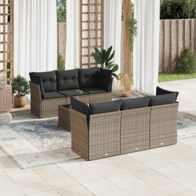 Set de sofás de jardín 7 piezas con cojines ratán PE gris by , Garden sets - Ref: Foro24-3249099, Price: 443,42 €, Discount: %