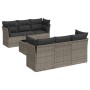 Set de sofás de jardín 7 piezas con cojines ratán PE gris by , Garden sets - Ref: Foro24-3249099, Price: 443,42 €, Discount: %