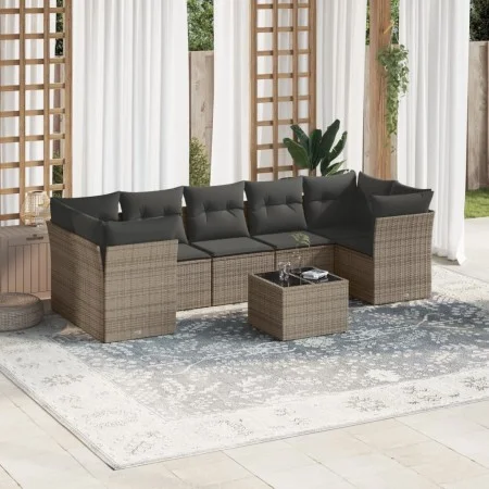 Set de sofás de jardín 8 pzas y cojines ratán sintético gris by , Garden sets - Ref: Foro24-3249129, Price: 490,12 €, Discoun...