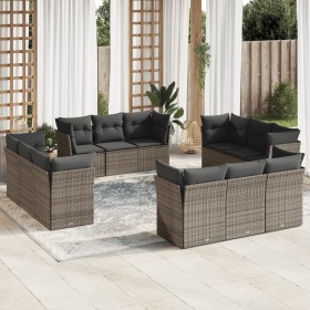 Gartensofagarnitur 12-teilig mit grauen Polstern aus synthetischem Rattan. von , Gartensets - Ref: Foro24-3249169, Preis: 822...