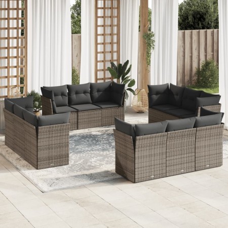 Set de sofás de jardín 12 pzas con cojines ratán sintético gris by , Garden sets - Ref: Foro24-3249169, Price: 822,99 €, Disc...