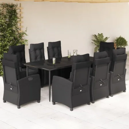 Set de comedor de jardín 9 pzas y cojines ratán sintético negro by , Garden sets - Ref: Foro24-3212966, Price: 1,00 €, Discou...