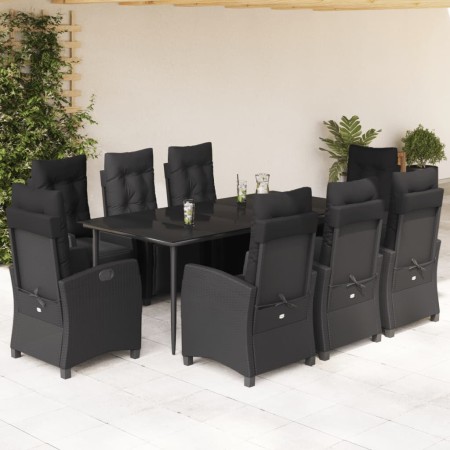 Set de comedor de jardín 9 pzas y cojines ratán sintético negro by , Garden sets - Ref: Foro24-3212966, Price: 1,00 €, Discou...