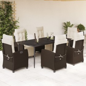 Garten-Essgruppe 7-teilig mit braunen Polstern aus synthetischem Rattan. von , Gartensets - Ref: Foro24-3212979, Preis: 1,00 ...