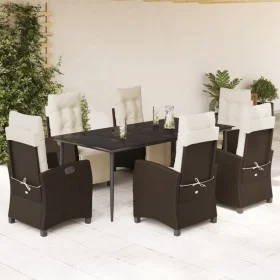 Set comedor de jardín 7 pzas con cojines ratán sintético marrón by , Garden sets - Ref: Foro24-3212979, Price: 1,00 €, Discou...
