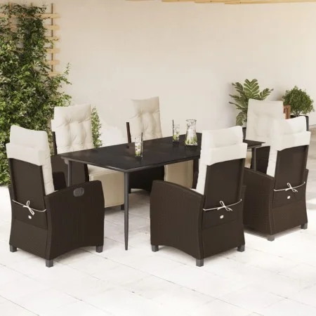 Set comedor de jardín 7 pzas con cojines ratán sintético marrón by , Garden sets - Ref: Foro24-3212979, Price: 1,00 €, Discou...