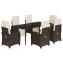 Set comedor de jardín 7 pzas con cojines ratán sintético marrón by , Garden sets - Ref: Foro24-3212979, Price: 1,00 €, Discou...
