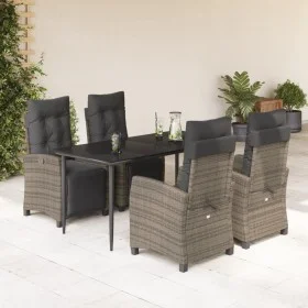Set comedor de jardín 5 piezas con cojines ratán sintético gris by , Garden sets - Ref: Foro24-3212991, Price: 749,05 €, Disc...