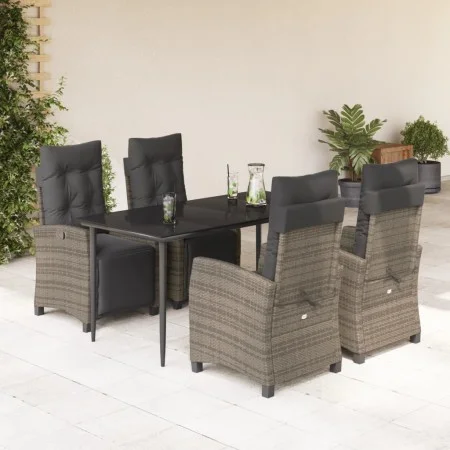 Set comedor de jardín 5 piezas con cojines ratán sintético gris by , Garden sets - Ref: Foro24-3212991, Price: 750,83 €, Disc...