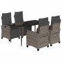 Garten-Essgruppe, 5-teilig, mit grauen Polstern aus synthetischem Rattan von , Gartensets - Ref: Foro24-3212991, Preis: 659,1...