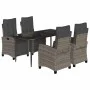 Set comedor de jardín 5 piezas con cojines ratán sintético gris by , Garden sets - Ref: Foro24-3212991, Price: 750,83 €, Disc...