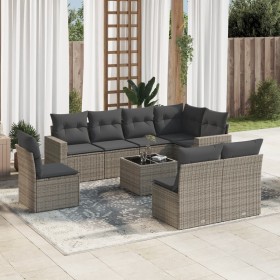 Gartenmöbel-Set 9-teilig mit grauen Polstern aus synthetischem Rattan von , Modulare Sofas für den Außenbereich - Ref: Foro24...