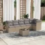 Set sofás de jardín 7 piezas y cojines ratán sintético beige by , Garden sets - Ref: Foro24-3249508, Price: 431,86 €, Discoun...
