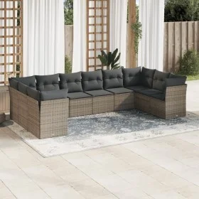Gartensofa-Set, 10-teilig, mit grauen Polstern aus synthetischem Rattan von , Gartensets - Ref: Foro24-3250039, Preis: 599,31...